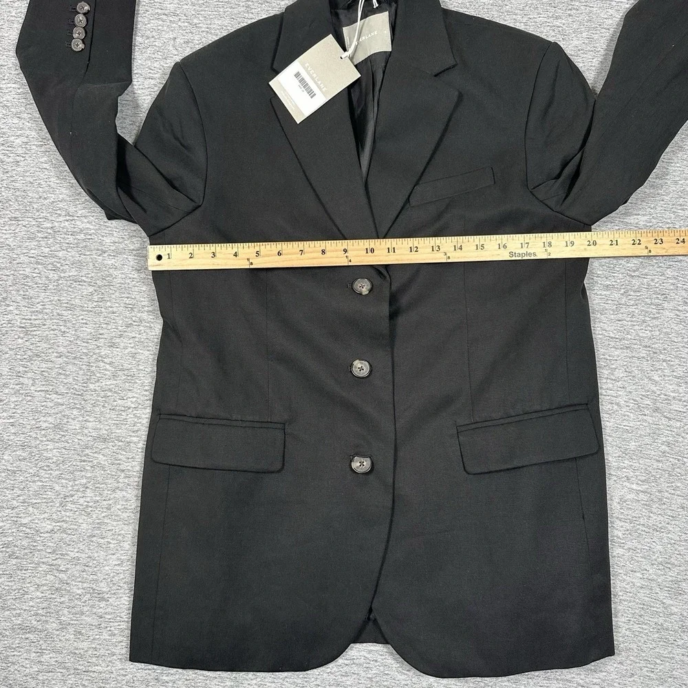 Everlane Blazer Jacket Womens Size 6 Black Oversized Three Button City NEW